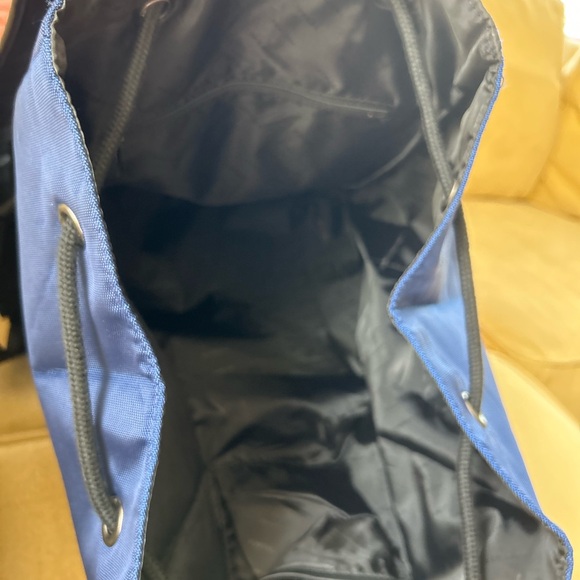 Versace Parfums bucket bag with shoulder straps. Blue with leather trim. - Picture 2 of 11